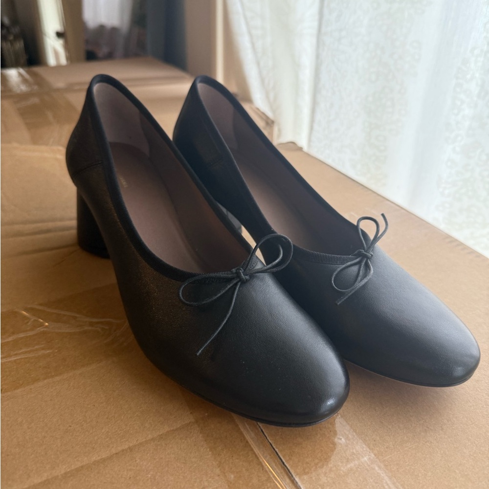 Black leather heels